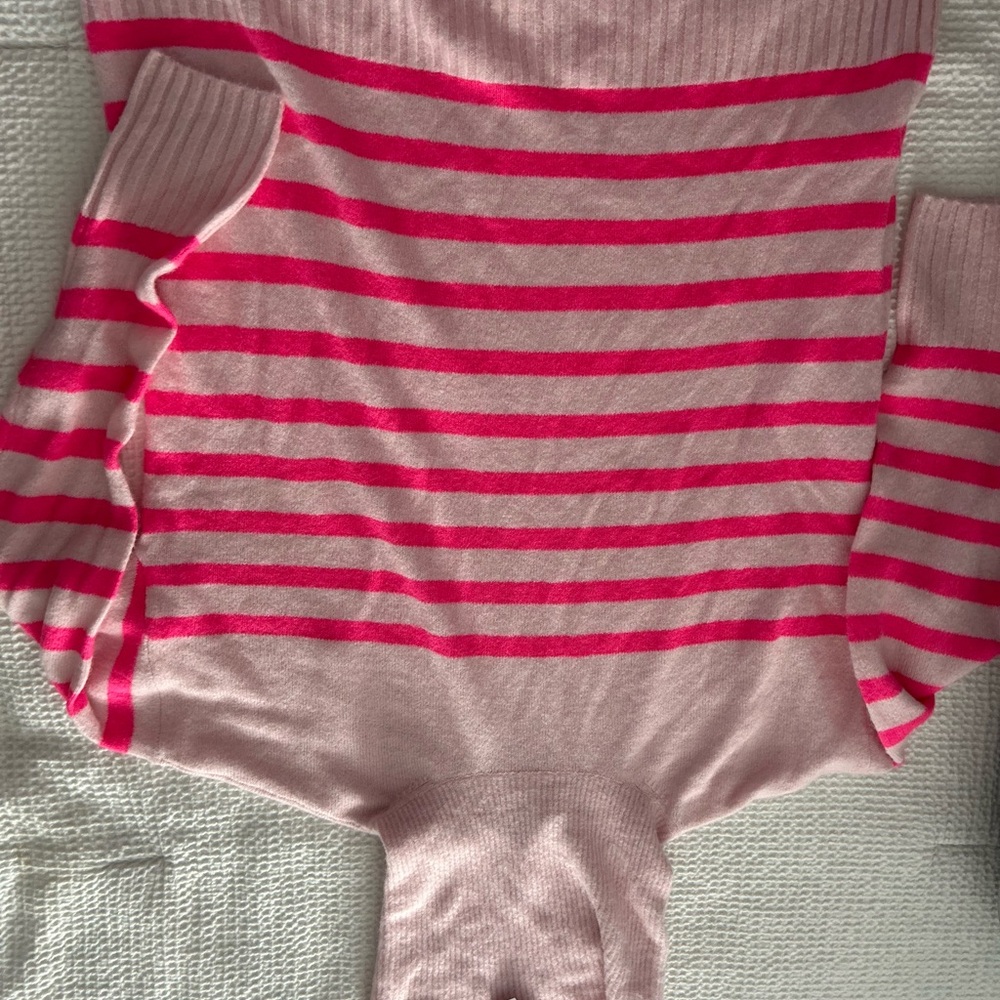 Striped Pink Turtleneck Sweater - Picture 2 of 6